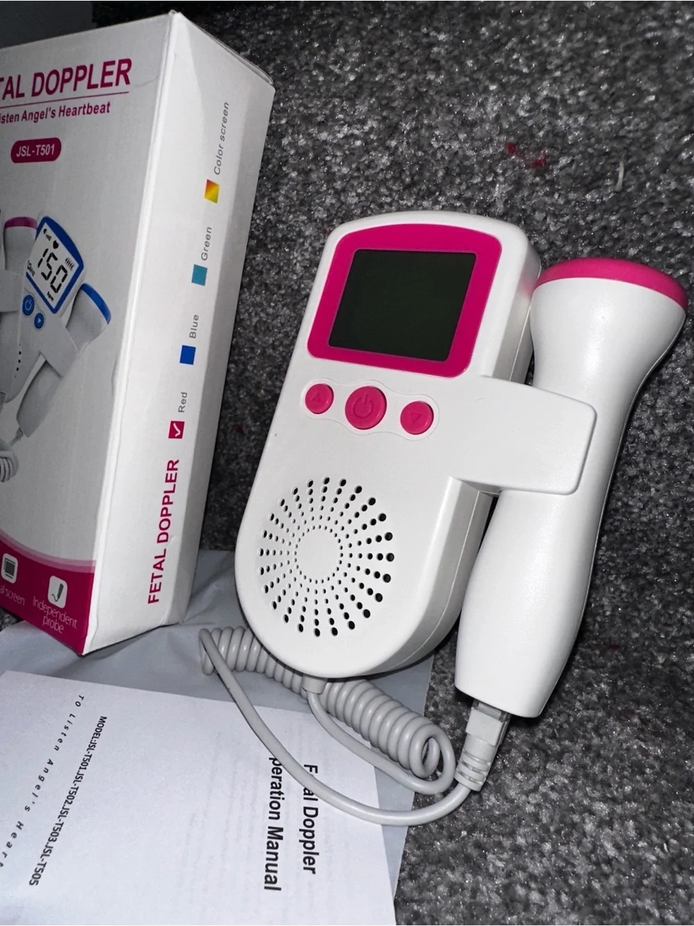 Handheld Baby Heartbeat Monitor - White & Pink